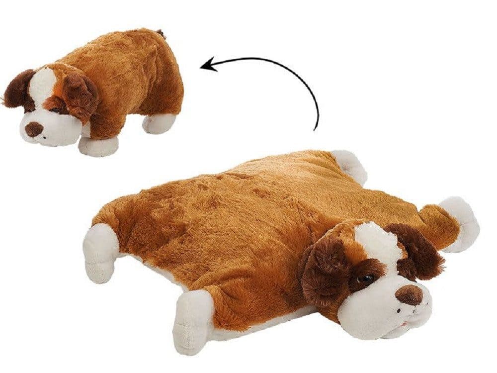 Euro Souvenirs Nackenkissen Hund Kuschelkissen Plüsch Braun/Weiß - Bild 2