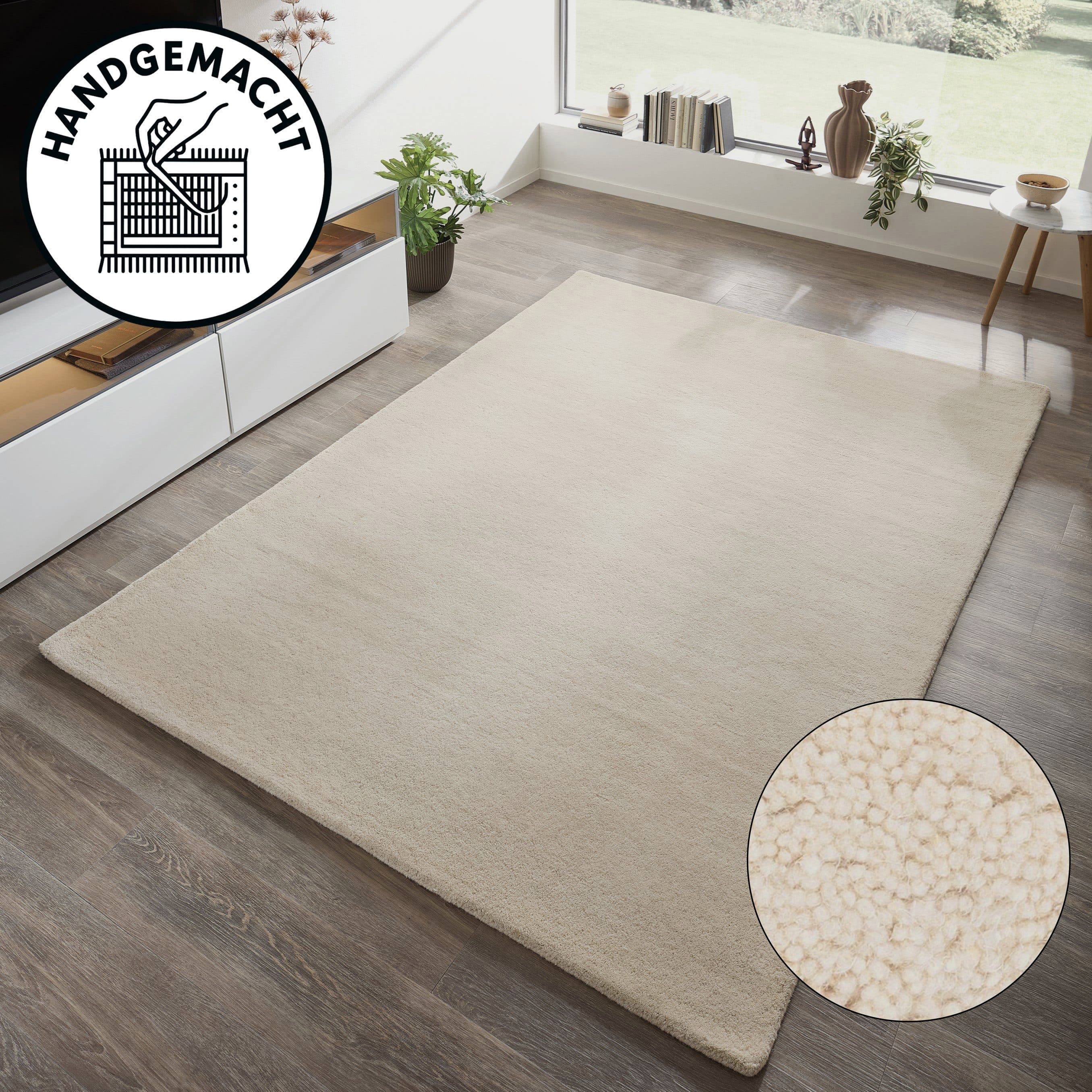 OTTO HOME Wollteppich Gabbo Natur Uni Beige Handgetuftet - Bild 2