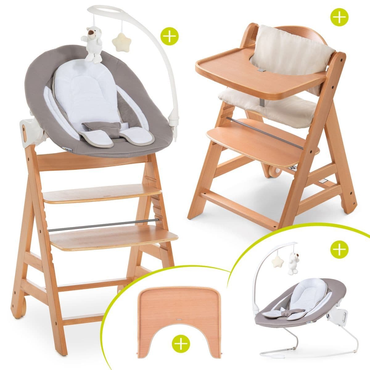 Hauck Hochstuhl Alpha Plus Move Natur Newborn Set mit Aufsatz - Bild 2