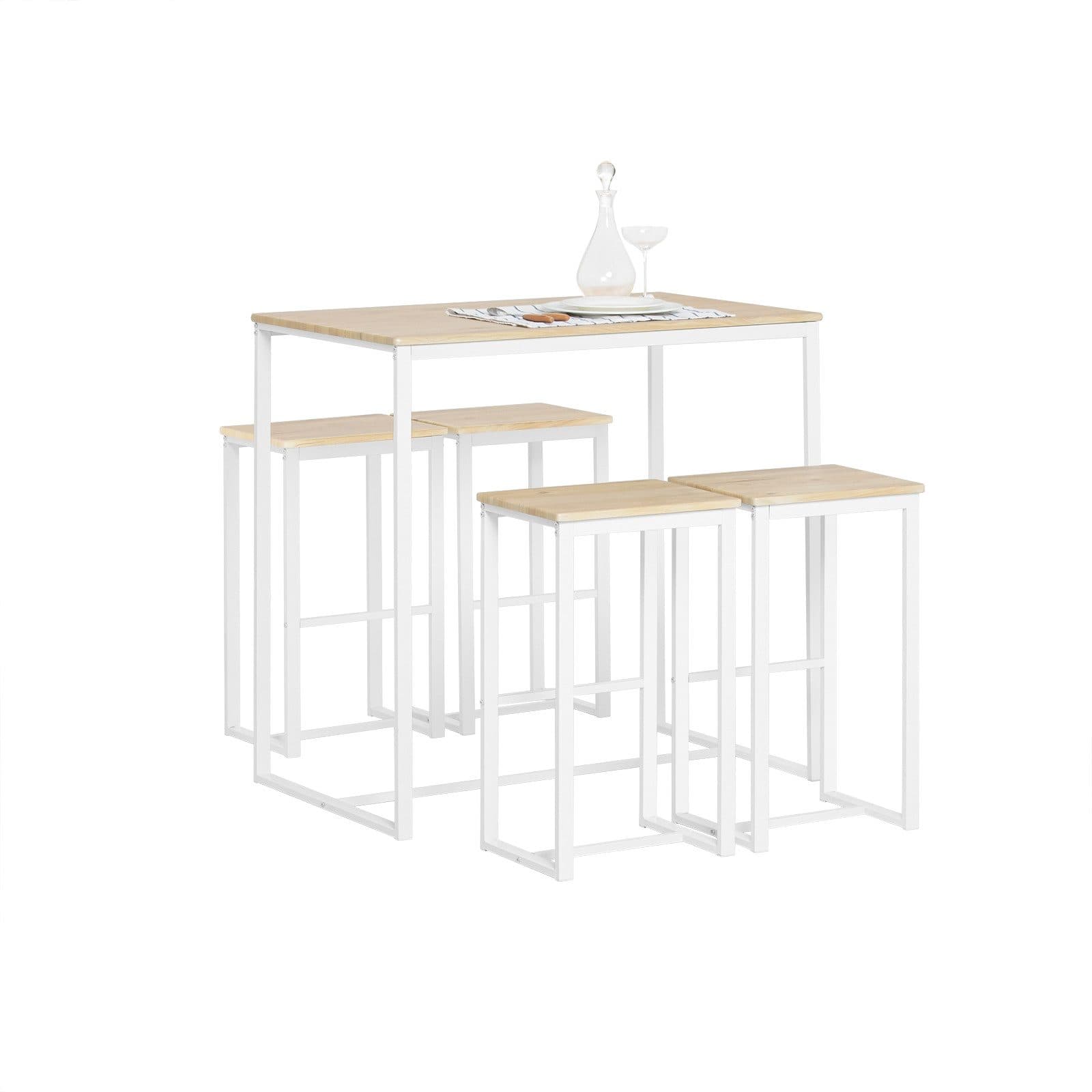 SoBuy Bartisch-Set mit 4 Hockern Holzfarbe Industriell - Bild 2