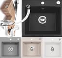 Homeline Granitspüle Küchenspüle mit Siphon Schwarz/Grau/Beige Bild 2