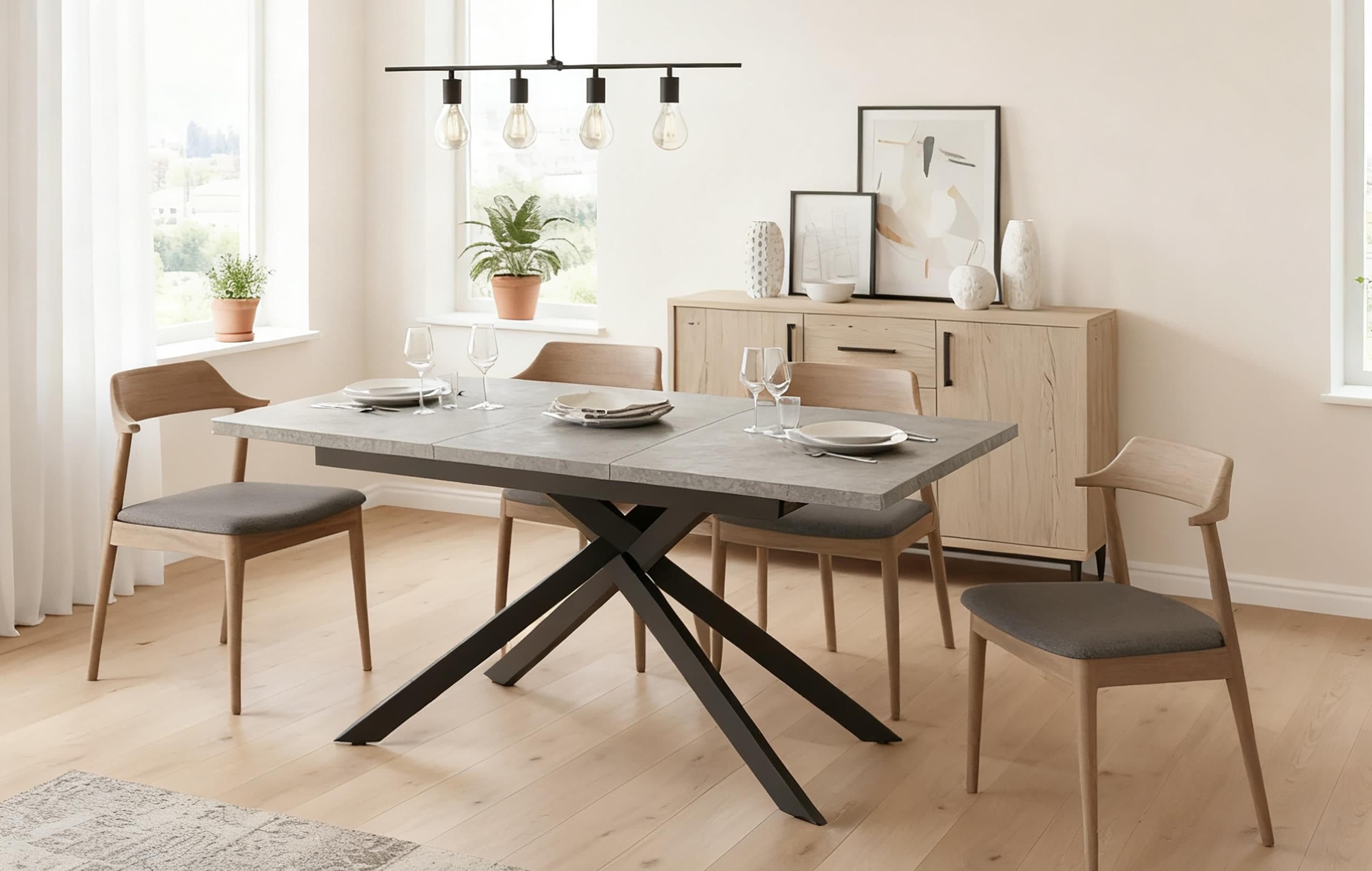 B&D home Esstisch LARS ausziehbar 120-160cm Metallgestell Schwarz/Weiss - Bild 2
