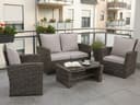 MeXo Gartenlounge-Set 4-tlg. Grau Polyrattan mit Kissen Bild 2