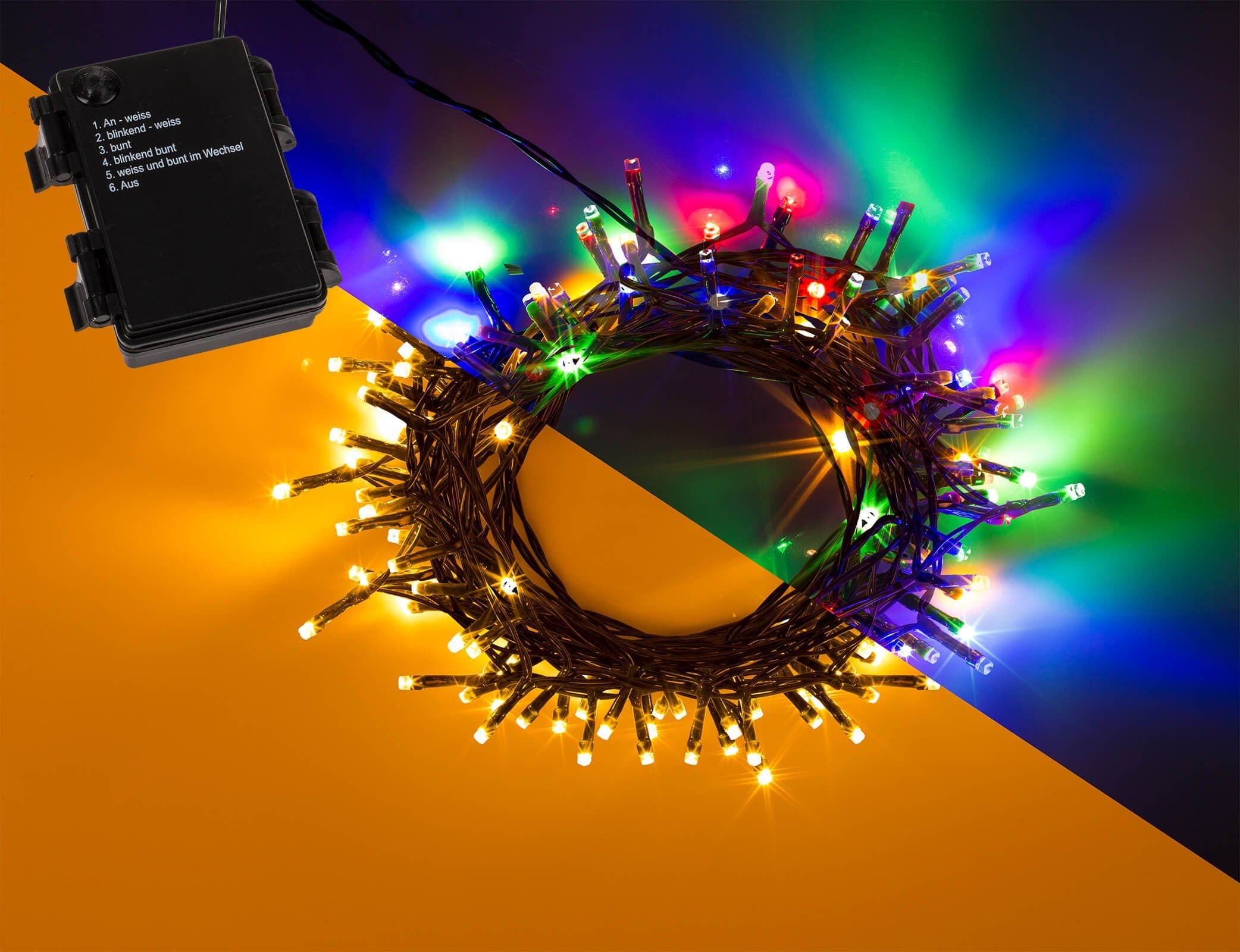 Out of the Blue LED-Lichterkette 120 LEDs warmweiß + bunt mit Timer IP44 - Bild 2