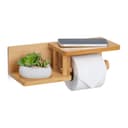relaxdays Toilettenpapierhalter Bambus 2 Ablagen Modern Bild 2