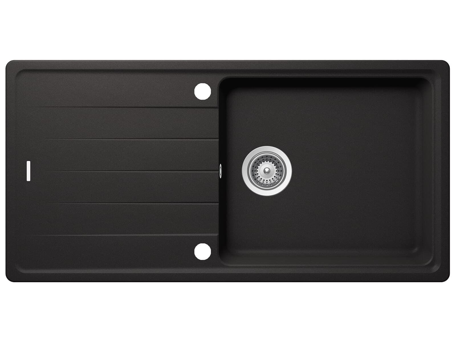 Schock Granitspüle Nero-Schwarz Reversibel 2 Hahnlöcher - Bild 2