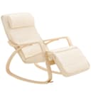 SoBuy Schaukelstuhl FST16 Beige/Grau mit verstellbarer Fußstütze Bild 2