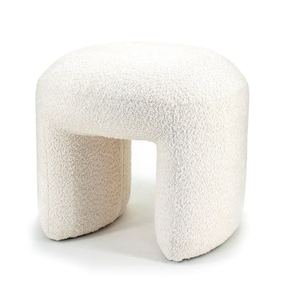 LEVEN Lifestyle Sitzhocker Nawasahi Bouclé Stoff Beige oder Taupe - Bild 2