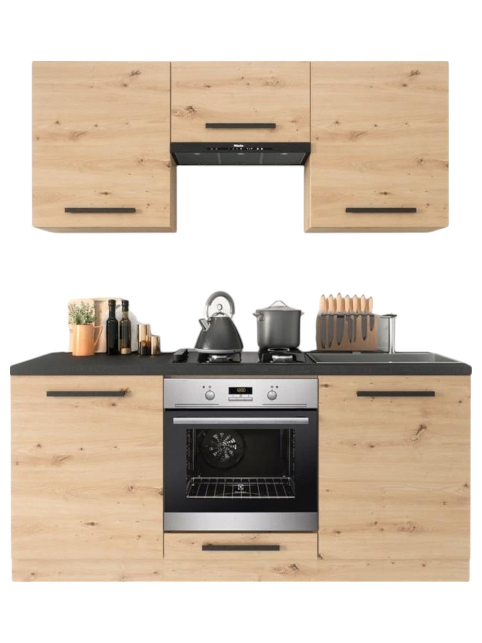 ROYAL24_MARKT Küchenzeile K23-G180 180 cm MDF Front Holzoptik Artisan Eiche - Bild 2