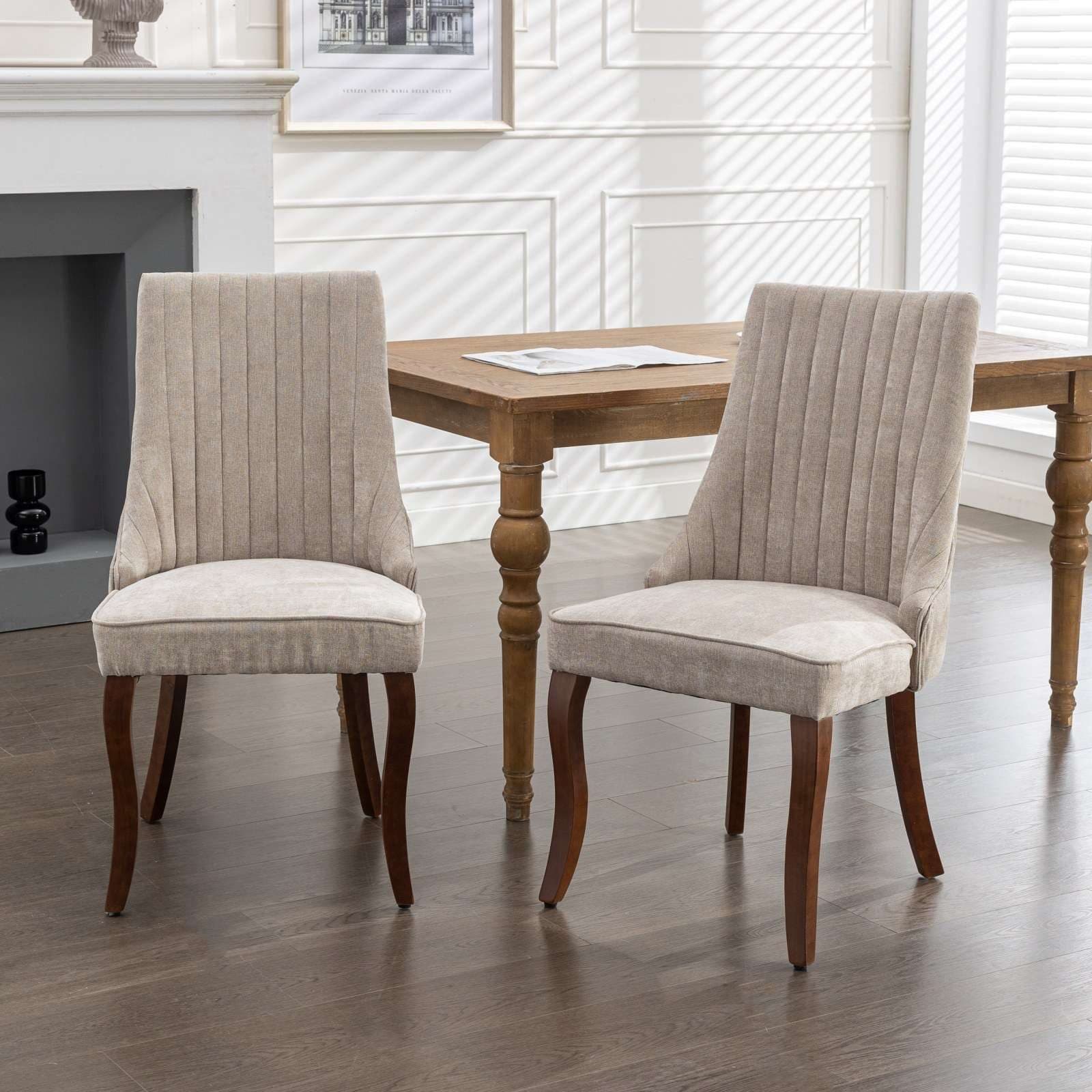 BBG Esszimmerstuhl 2er Set Chenille Massivholz-Beine Klassik - Bild 2