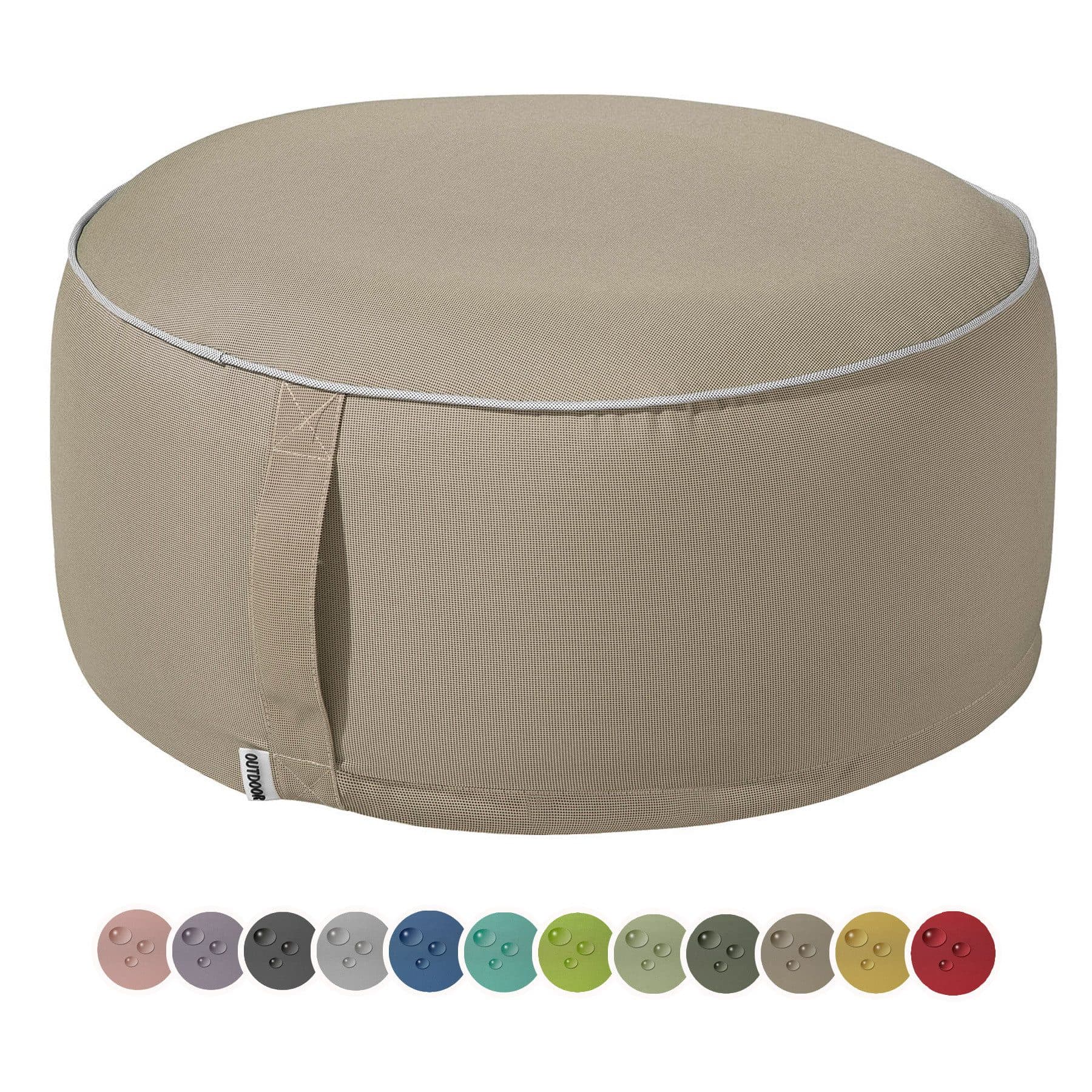 heimtexland Outdoor Pouf Sitzkissen Garten Hocker Grau UV-beständig - Bild 2