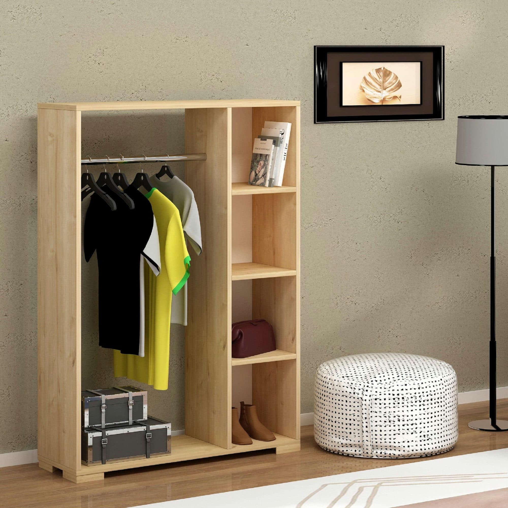en.casa Kleiderschrank Nesbyen mit Garderobenstange Eiche-Optik - Bild 2
