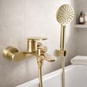 wohnwerk.idee Wannenarmatur Gold Matt Messing Einhebelmischer mit Handbrause Bild 2