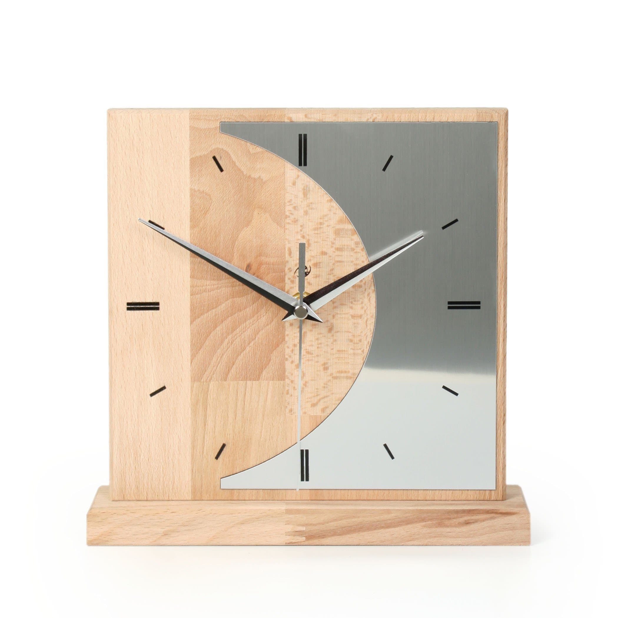 Kreative Feder Standuhr Silvermoon Massivholz Aluminium Modern - Bild 2