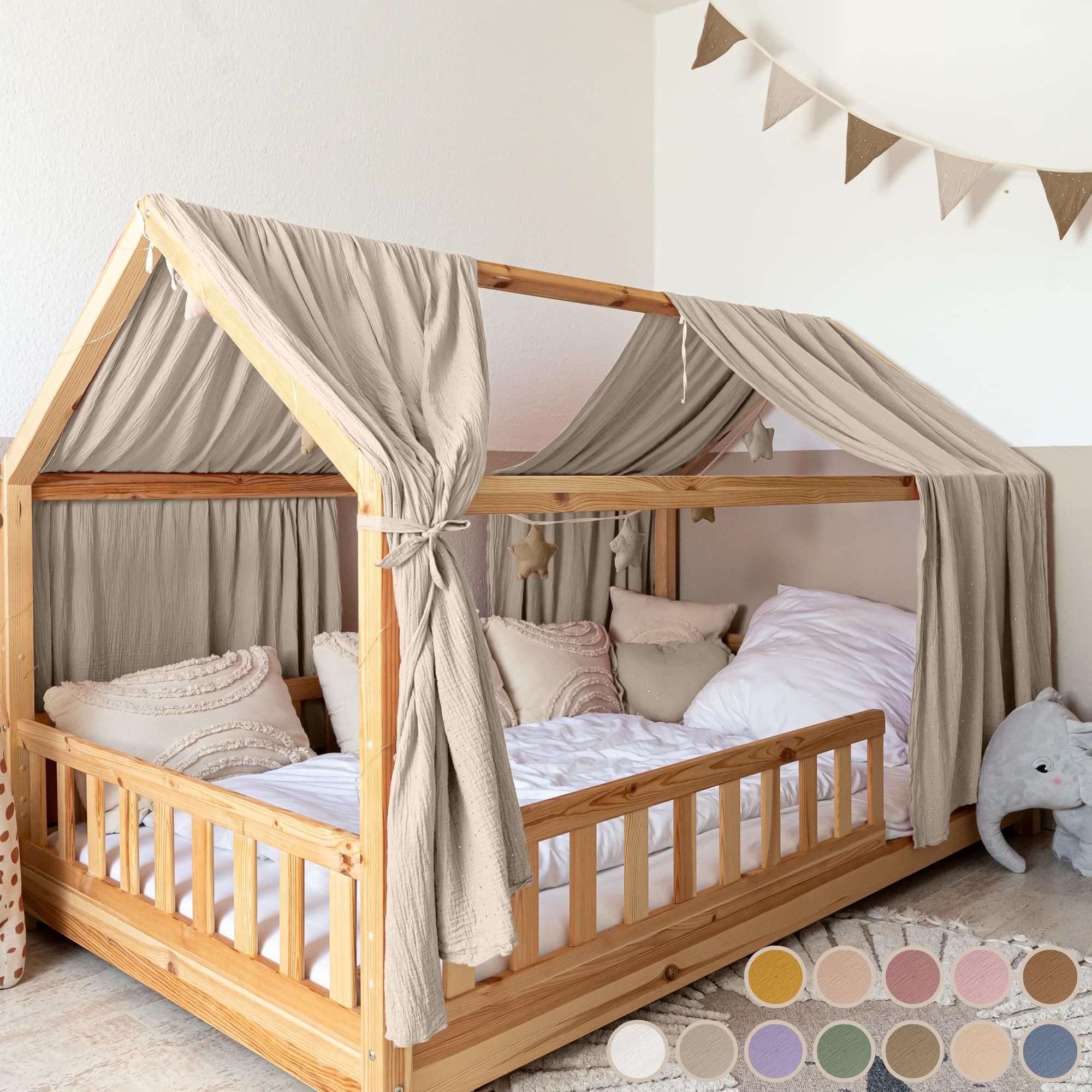 lilimaus Betthimmel Hausbett aus 100% Musselin-Baumwolle Beige - Bild 2