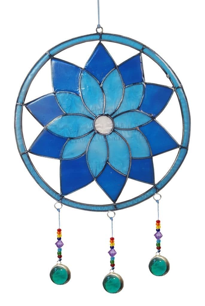 Saraswati Hängedekoration Suncatcher Lotus Chakra Blau