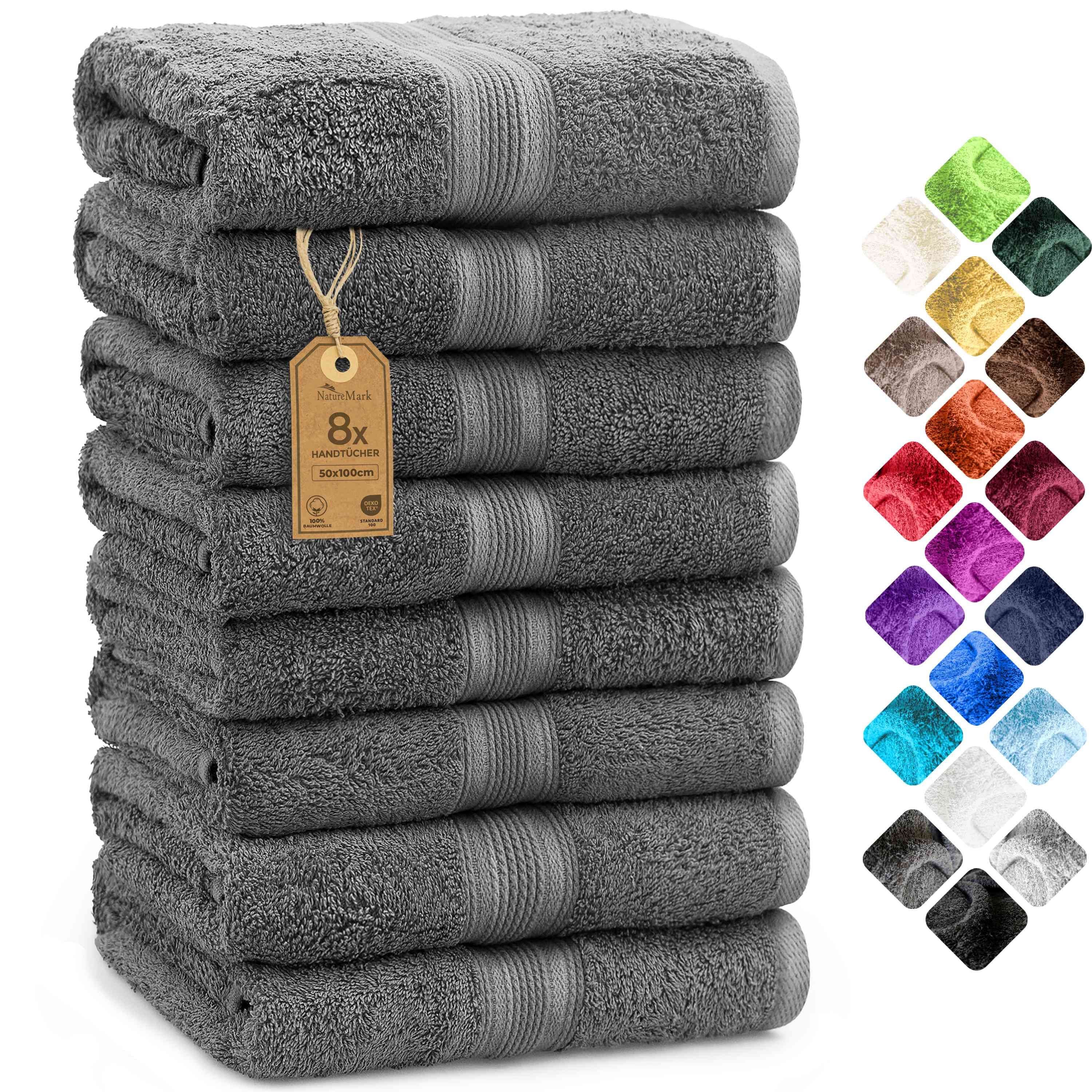 NatureMark Handtücher 8er-Set Anthrazit Grau 100% Baumwolle - Bild 2