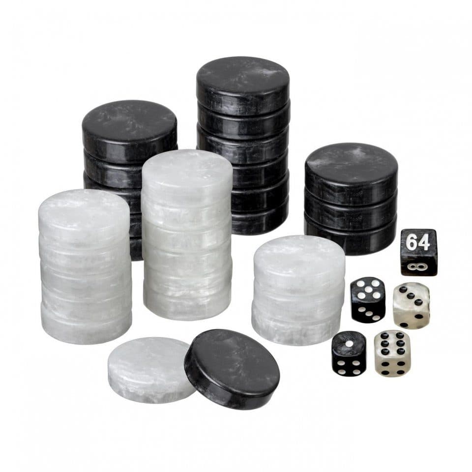 Philos Spielsteine Backgammon Kunststoff Schwarz Weiß