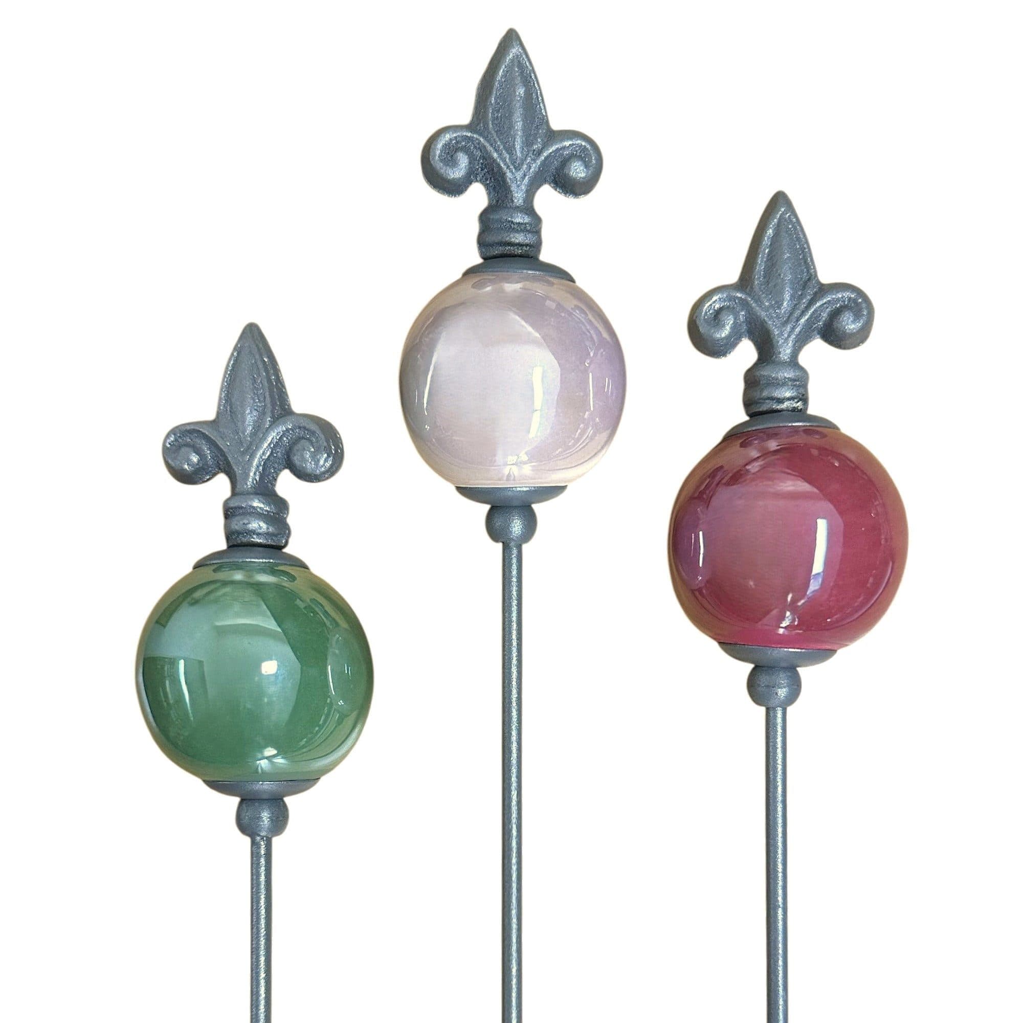 Dragimex 3x Gartenstecker Metall mit Keramikkugel Shabby Chic - Bild 2