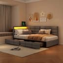 Gdood LED Polsterbett Doppelbett 90x200 cm Grau Bild 2