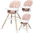 oyajia Kinderstuhl 3-in-1 Rosa Beige mit Tablett und 5-Punkt-Gurt Bild 2