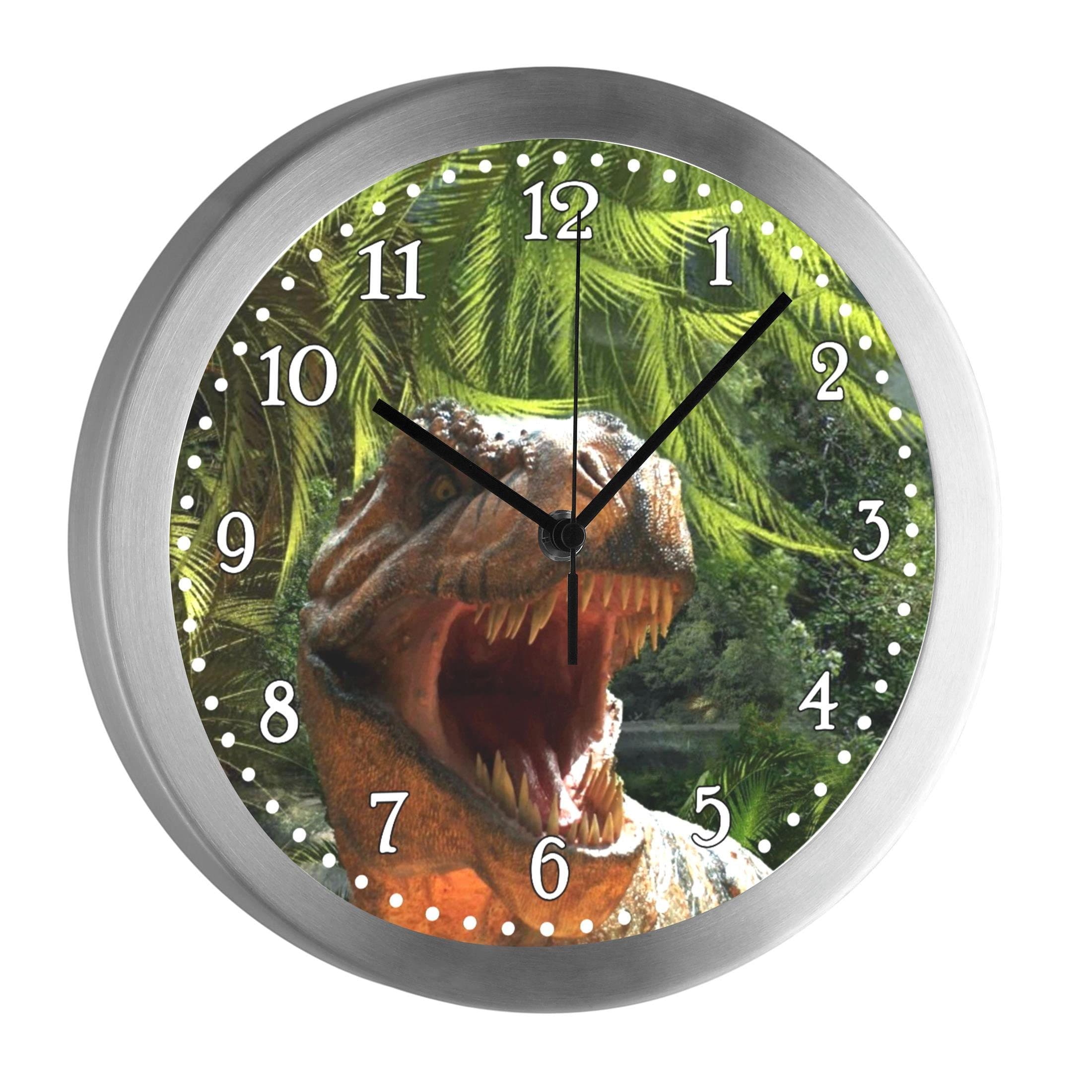 CreaDesign Kinderwanduhr T-Rex Funkuhr Aluminium Bunt - Bild 2