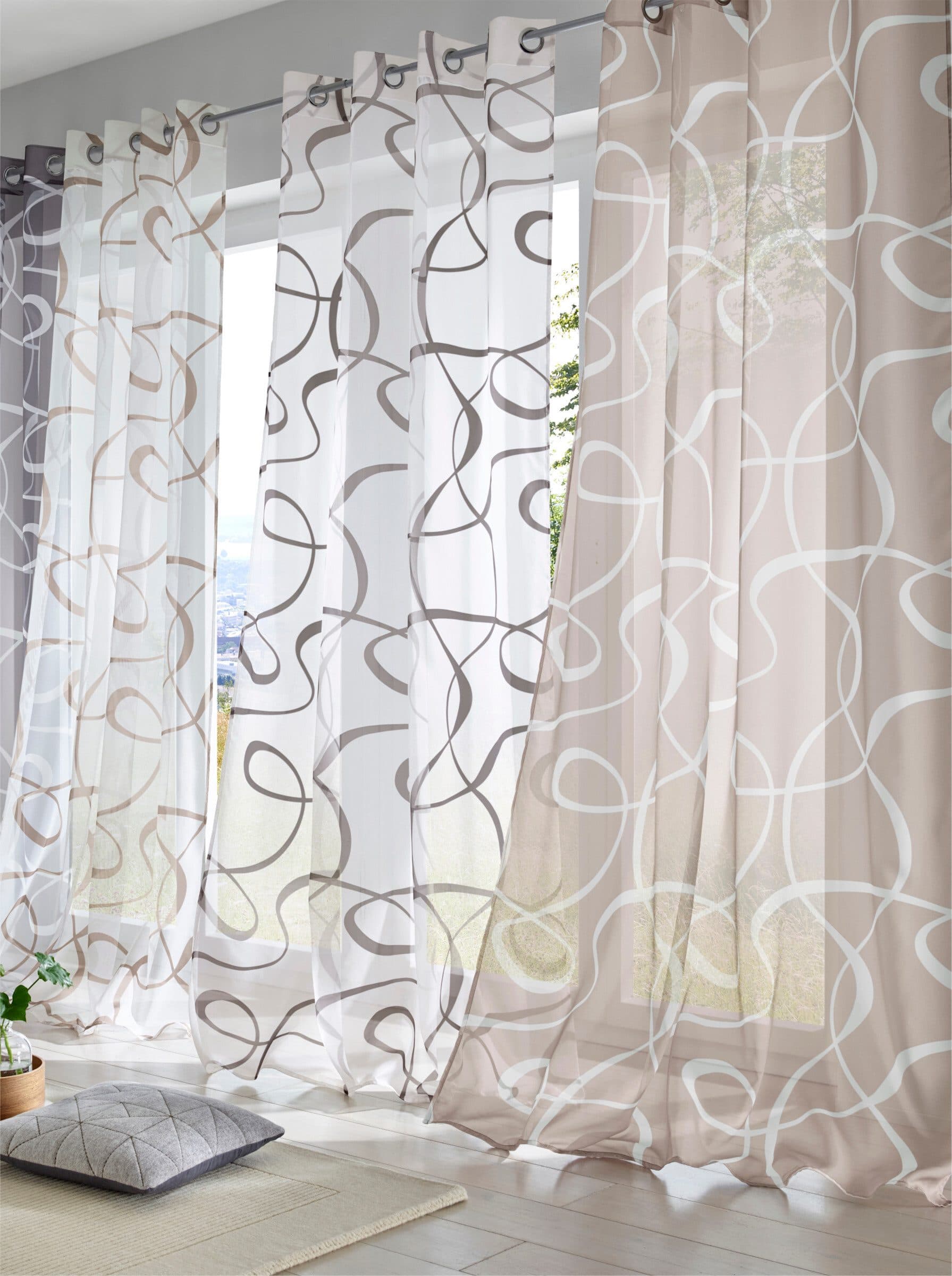 Gardine HEINE HOME Gr. 2, grau-weiß, 140x175 cm, Polyester - Bild 2