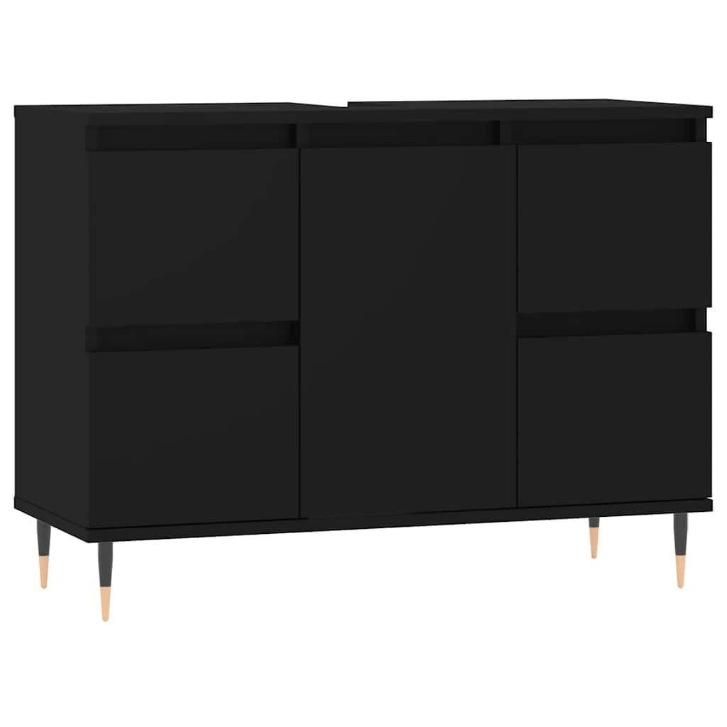 furnicato Badezimmer-Set Badschrank Schwarz Holzwerkstoff - Bild 2