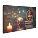 islandburner Leinwandbild Buddha Statue Lotusblume Kerzenlicht 100x57cm Bild 2