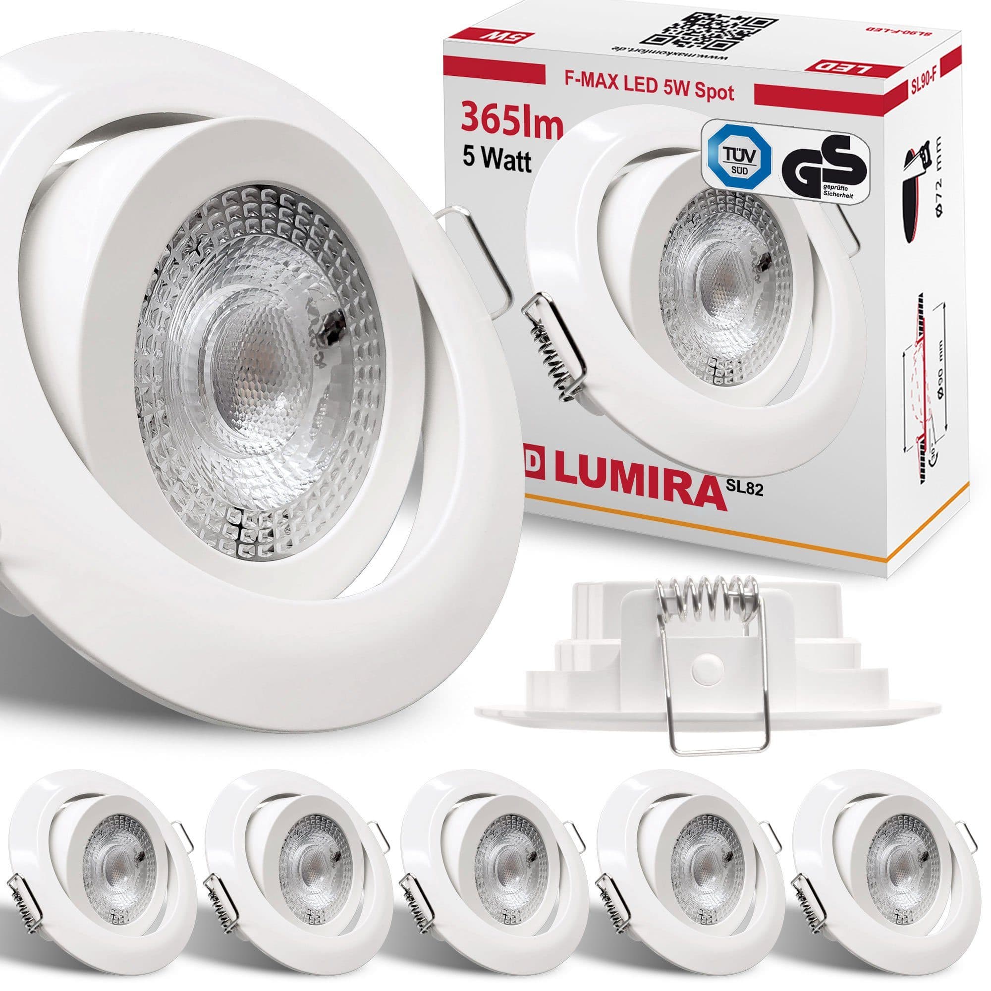 Maxkomfort LED Einbaustrahler 6er-Set Warmweiß 3000K - Bild 2