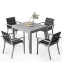 HOMALL Gartentisch Aluminium Ausziehtisch Garten-Essgruppe Grau Bild 2