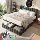 Gdood LED Polsterbett Doppelbett 140x200 cm Grau Bild 2