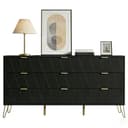 UEV Kommode 9 Schubladen Sideboard TV-Board Schwarz 150x34x74 cm Bild 2
