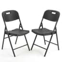 Sekey Klappstuhl Set 2x Schwarz Metall Rattanoptik Bild 2