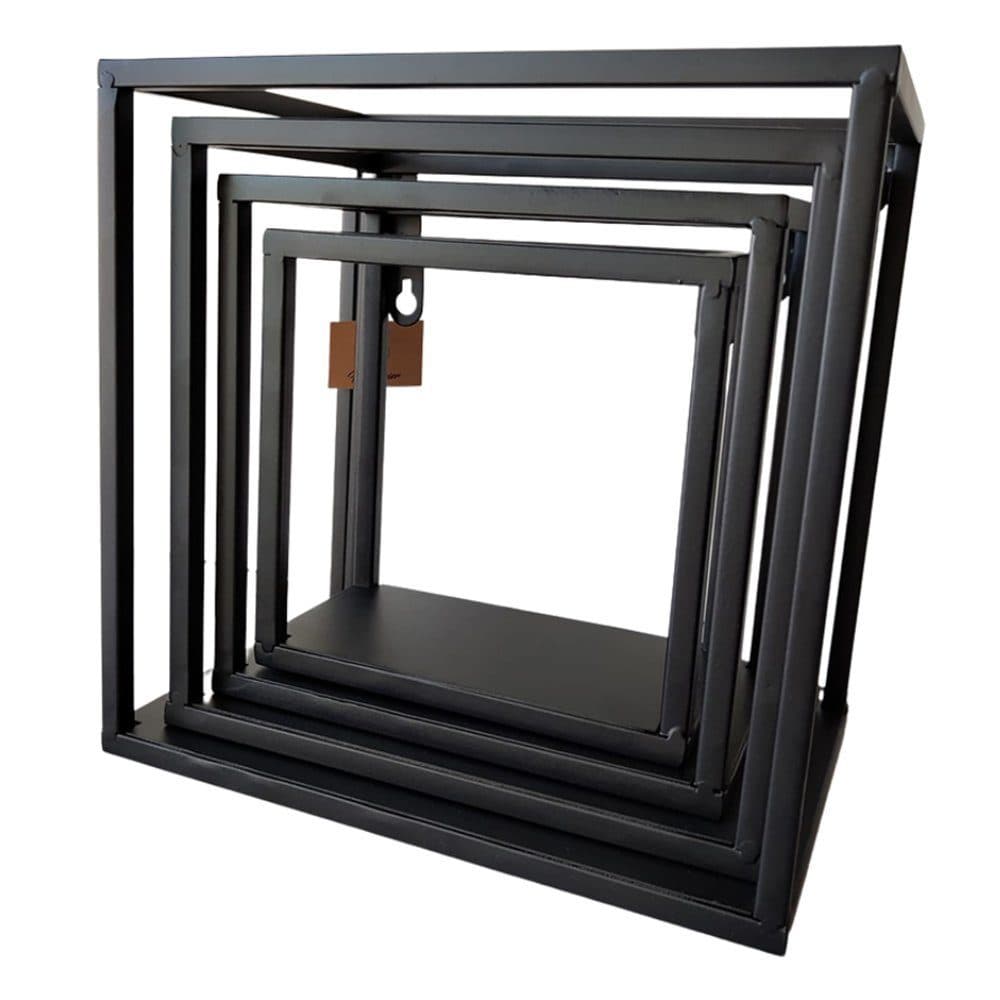 Hansmeier Wandregal 4-tlg. Schwarz Metall Schweberegal - Bild 2