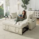 Merax Schlafsofa 3-in-1 mit Schlaffunktion und Stauraum Beige Samt Bild 2