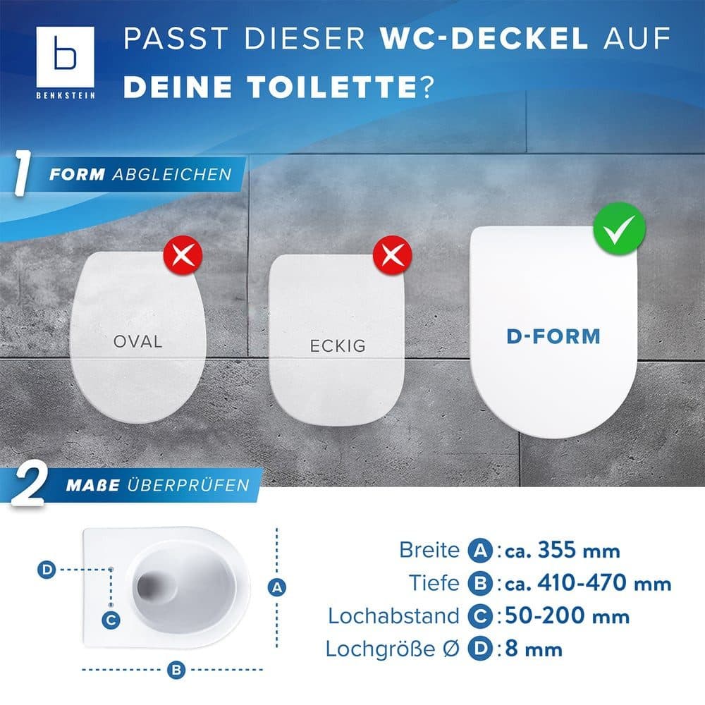 Benkstein WC-Sitz Premium Toilettendeckel antibakteriell D-Form Weiß - Bild 2