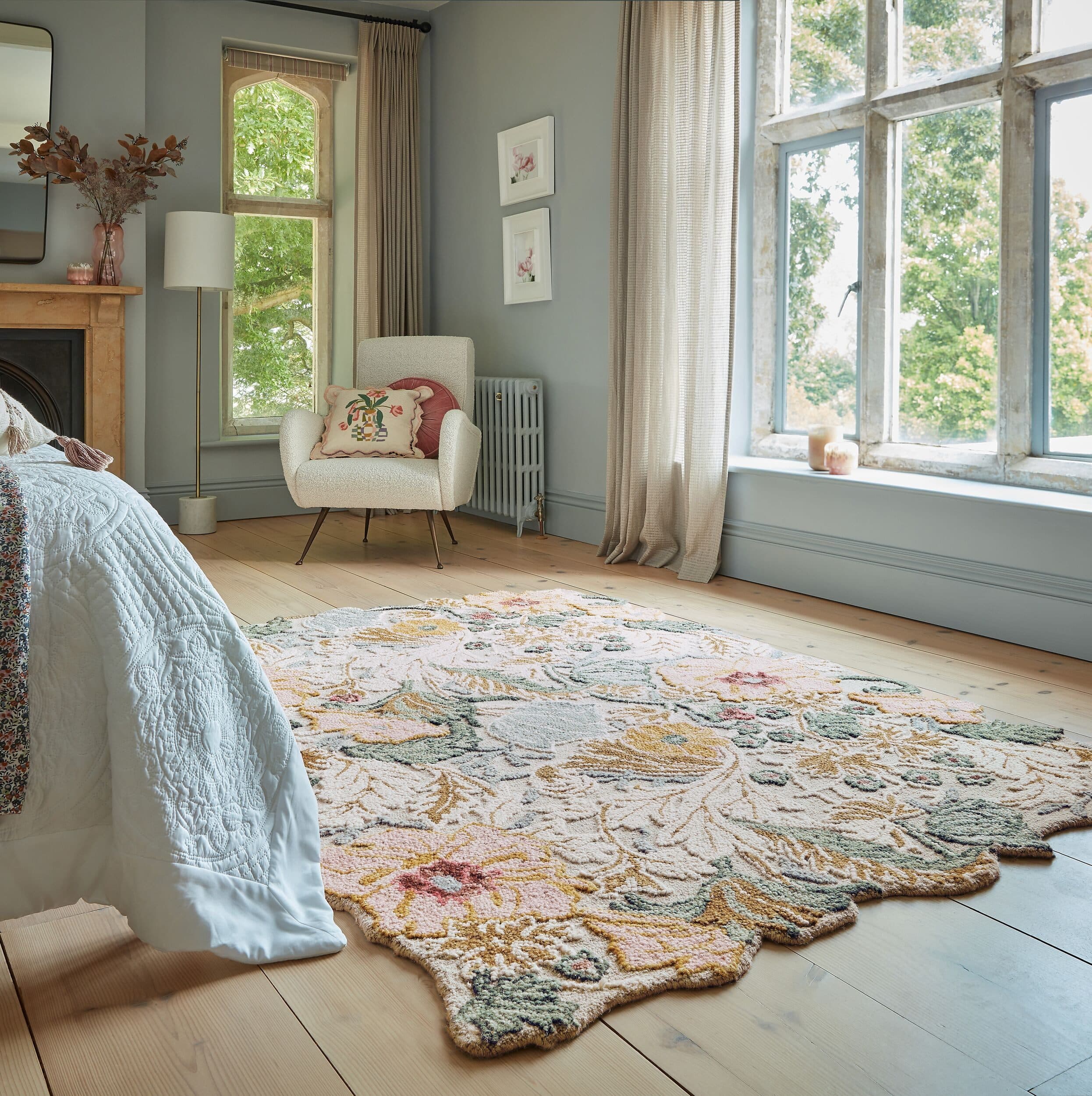 FLAIR RUGS Wollteppich Daphne Floral Rosa Handgetuftet - Bild 2