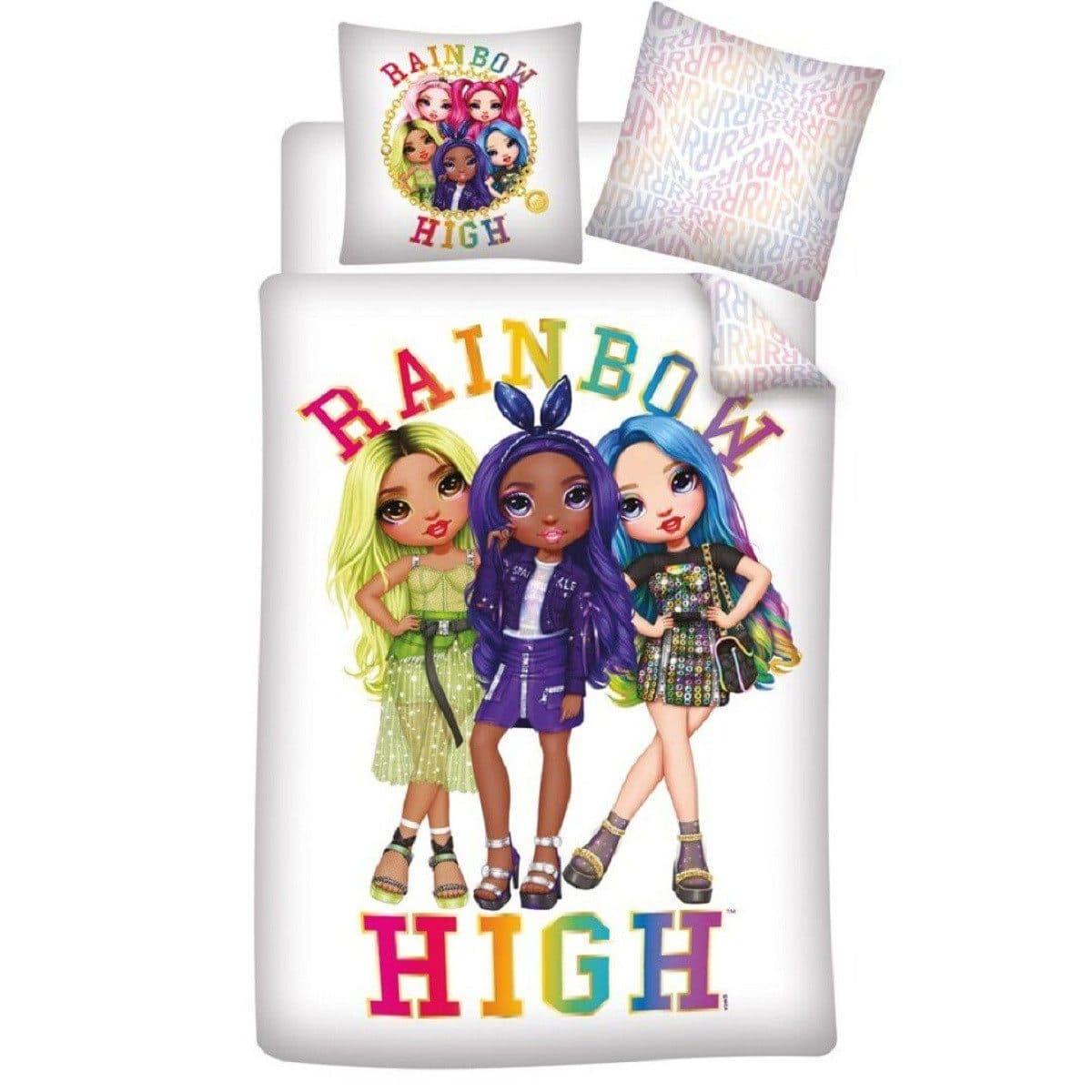 Rainbow High Kinderbettwäsche Set 140x200 cm Bettbezug & 63x63 cm Kissenbezug