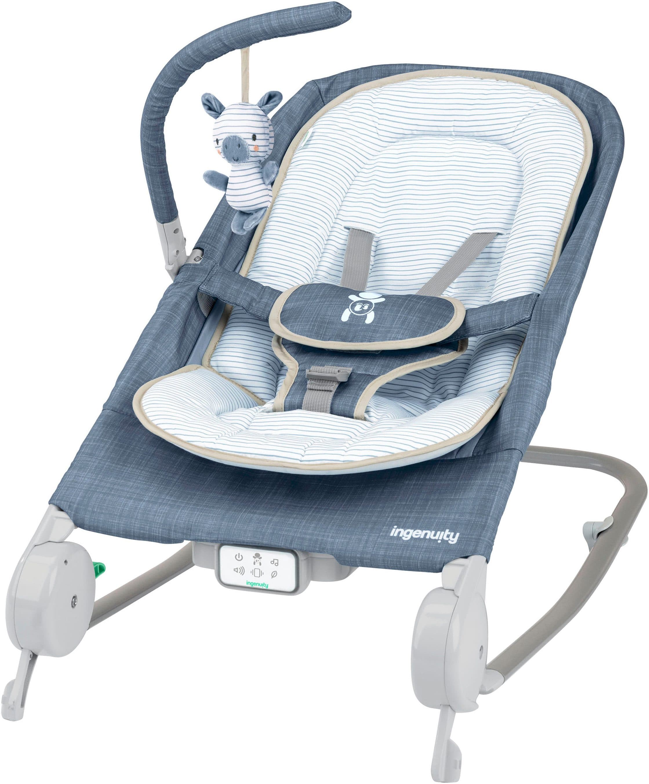 Ingenuity Babywippe Happy Belly™ Rock-to-Bounce Massage Seat - Chambray, mit Melodien und Geräuschen - Bild 2