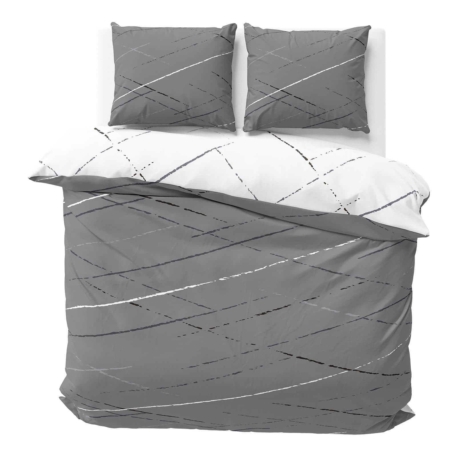 Visaggio Wendebettwäsche Streifen Beige Grau Grün 3-teilig - Bild 2