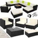 TECTAKE Loungeset Las Vegas 12-tlg. Schwarz Poly Rattan Aluminium Bild 2