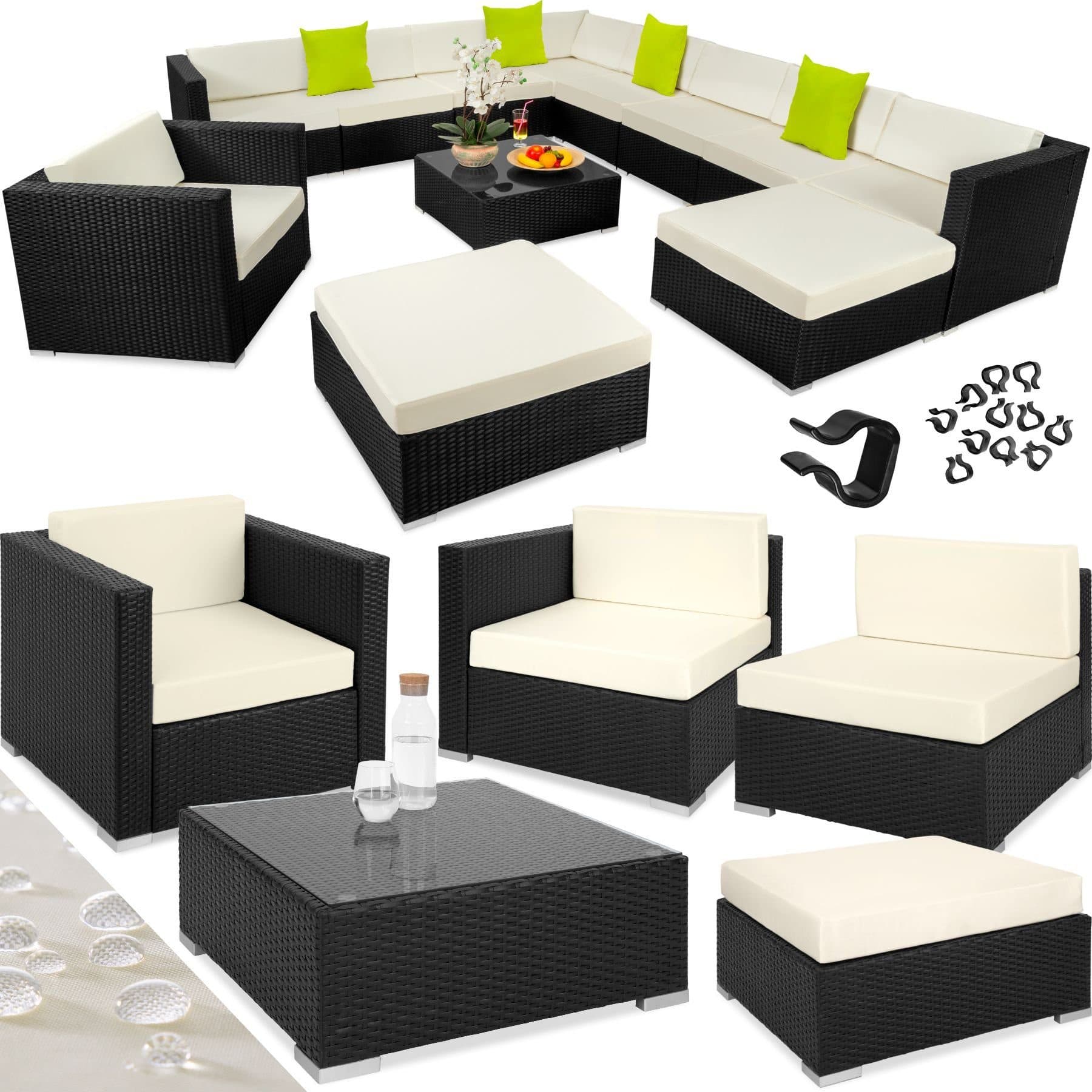 TECTAKE Loungeset Las Vegas 12-tlg. Schwarz Poly Rattan Aluminium - Bild 2