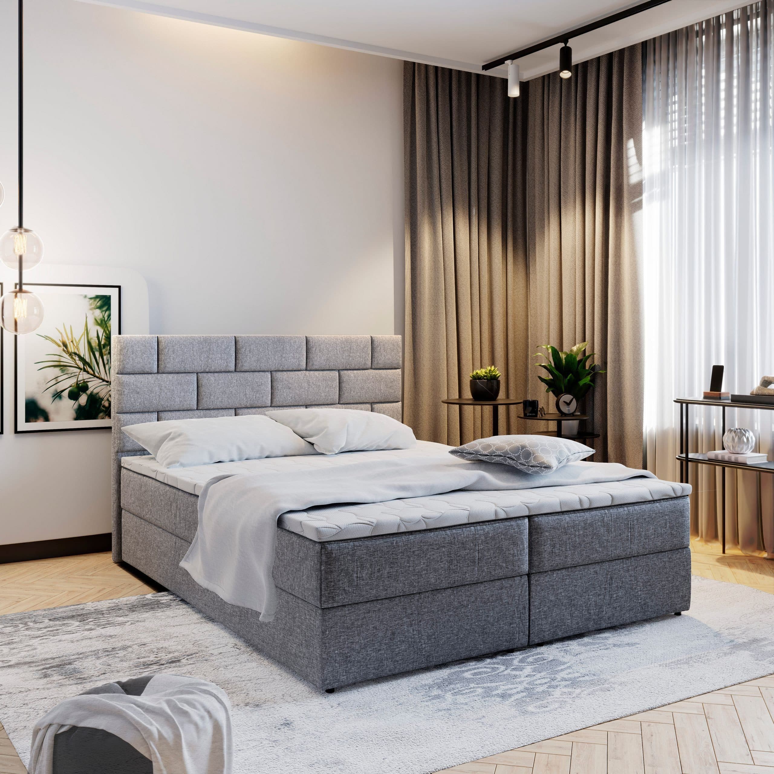 Masseno Boxbett KERLO mit Bonell-Matratze, Topper & Bettkasten grau - Bild 2