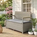 Outsunny Gartenbank mit Stauraum 170L PE-Rattan Hellgrau Bild 2