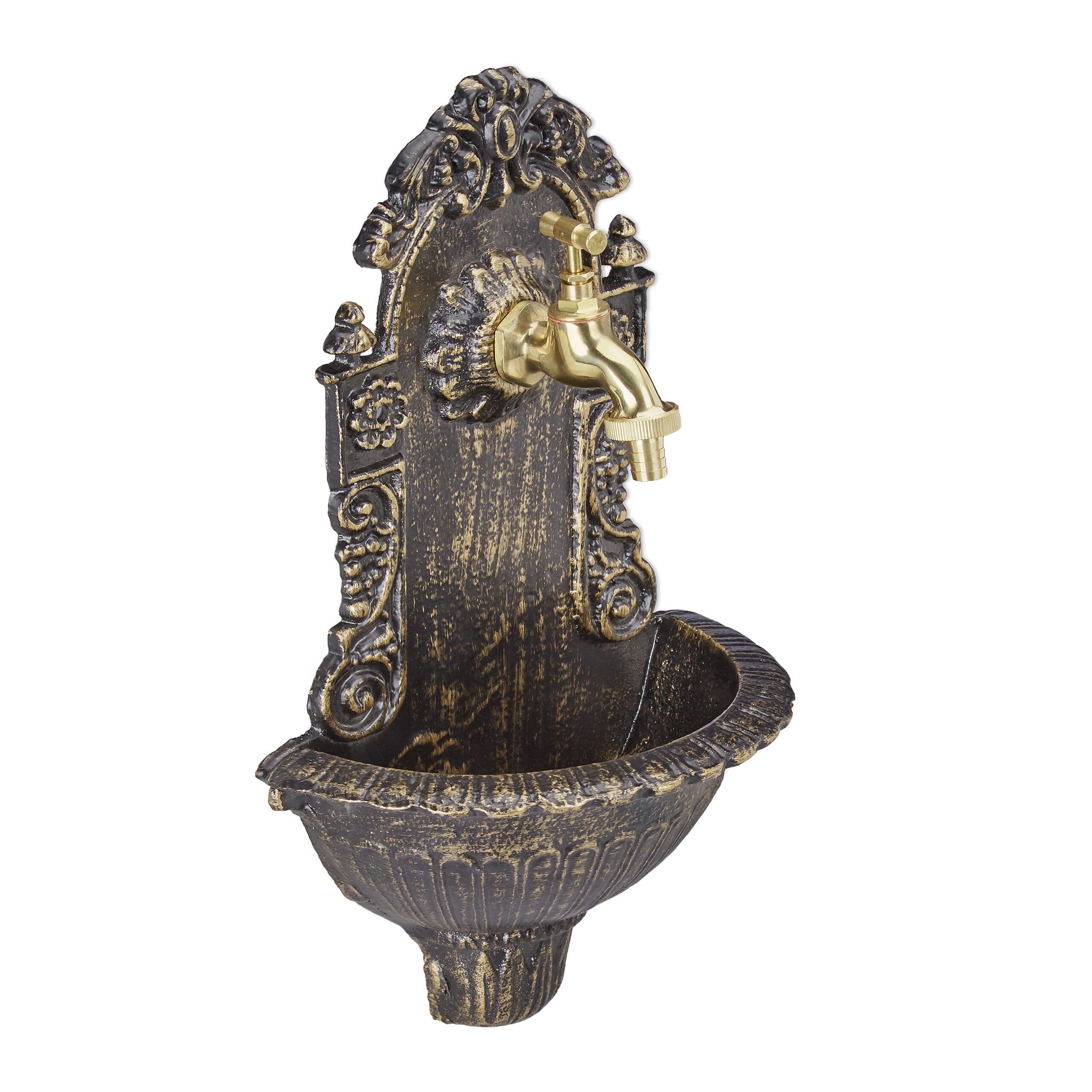 relaxdays Wandbrunnen antik Bronze Aluminiumguss Gartenwaschbecken - Bild 2