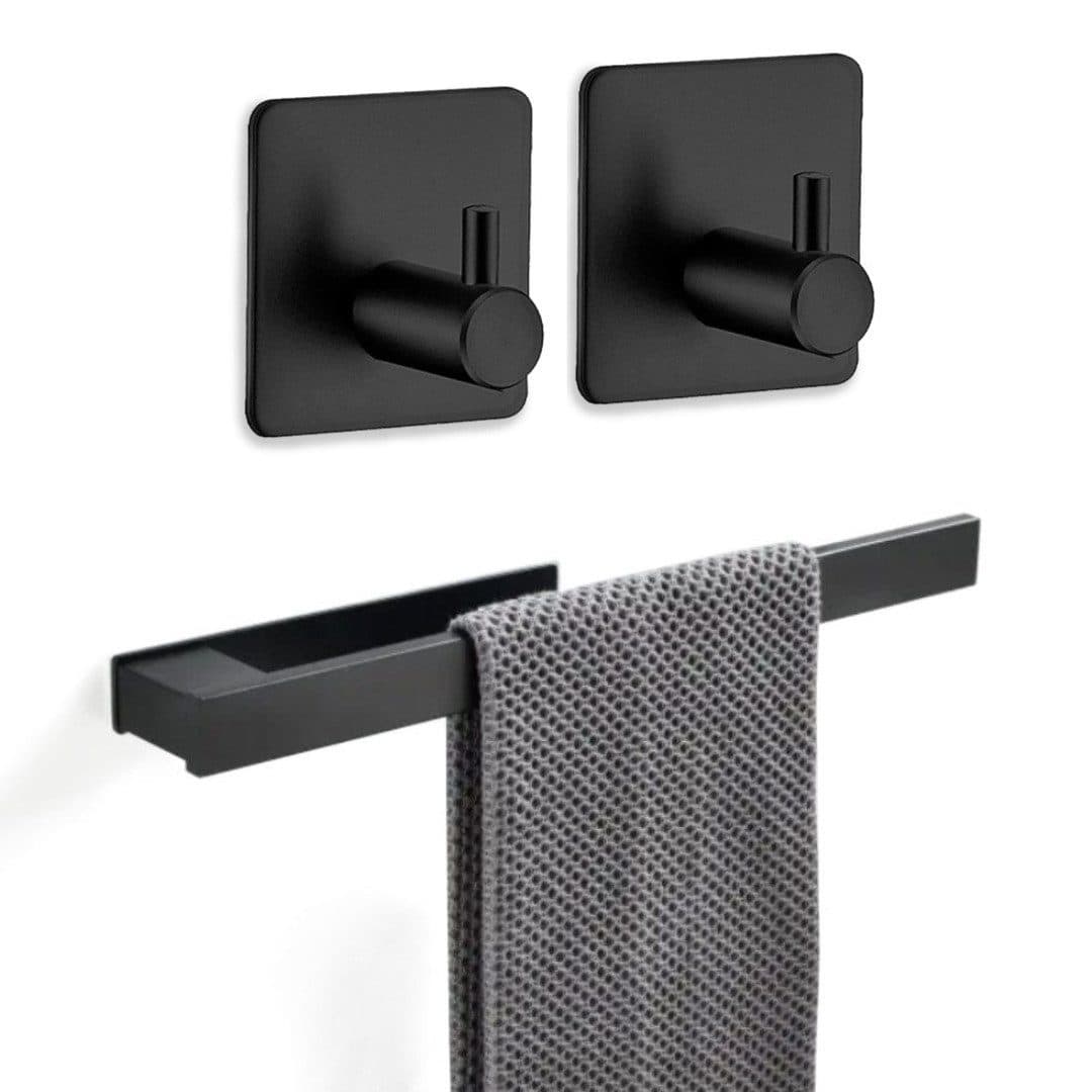 LIVINA HOME Handtuchhaken Set Schwarz Selbstklebend Edelstahl - Bild 2
