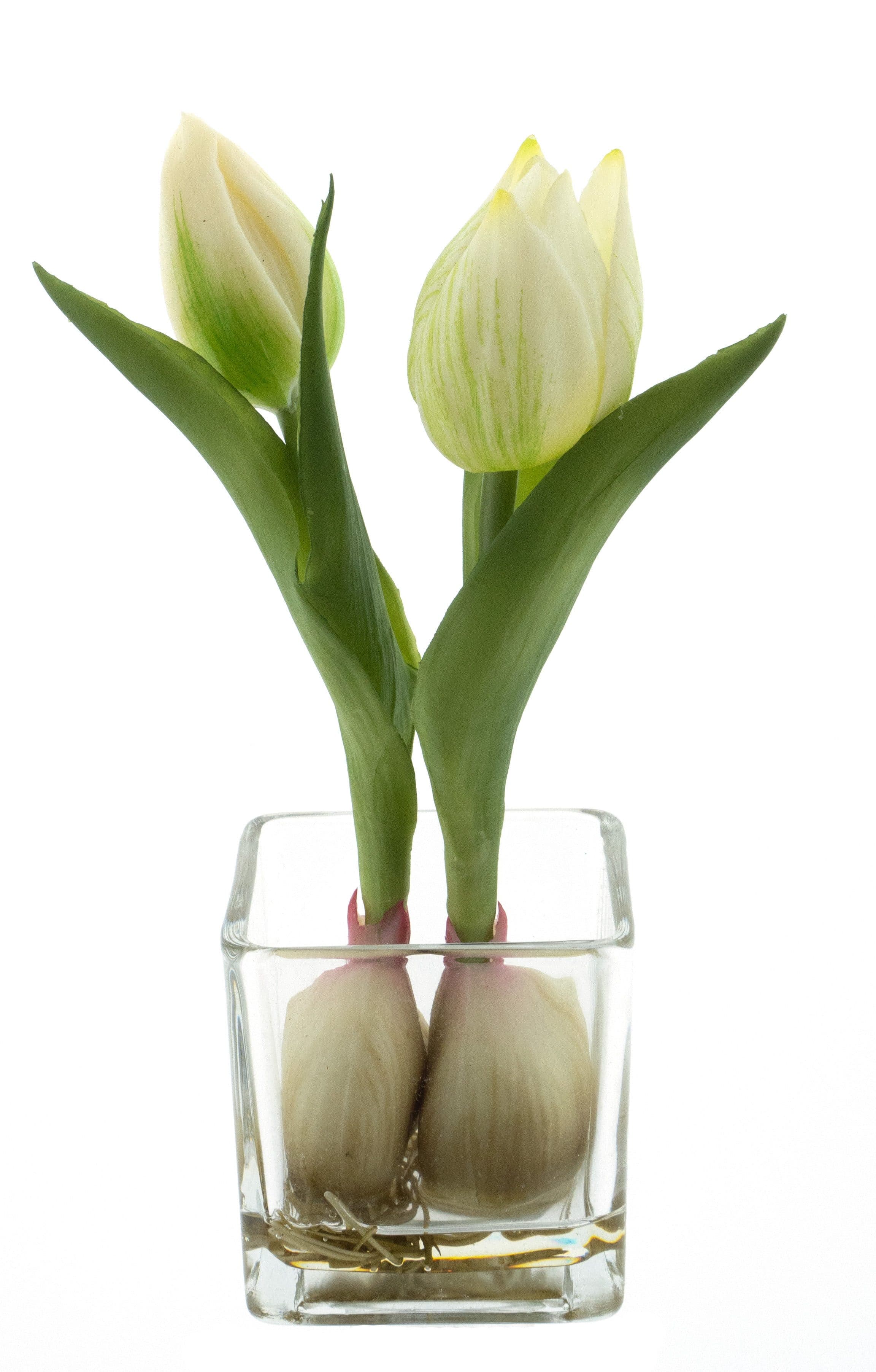 mucPlants Kunstblume Tulpen im Glas Tischdekoration 19 cm