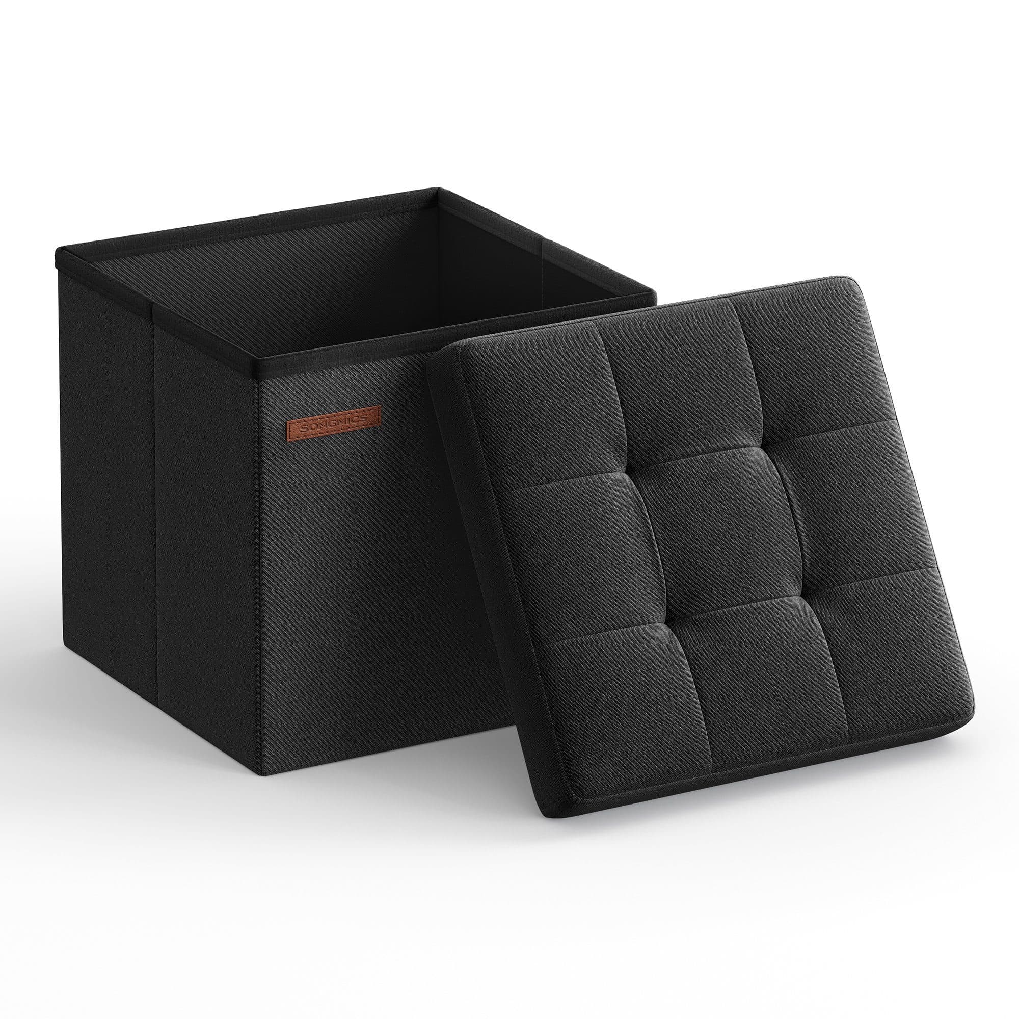 SONGMICS Sitzhocker 30x30x30cm Basisschwarz Faltbarer Hocker mit Stauraum - Bild 2