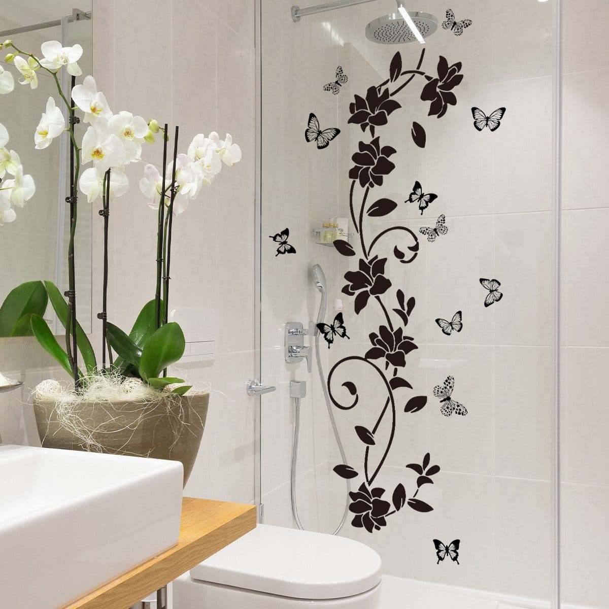 HomeBella Fliesenaufkleber Blumen Wandtattoo mit Schmetterlingen - Bild 2